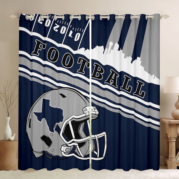 jejeloiu Rugby Sport City Curtains Pack of 2 (42x84 Each),Football Games Lover Curtains Blackout For Ball Gamer
