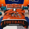 thumbnail image 1 of jejeloiu Rugby Sport City Full Size Comforter Sets,Orange Football Helmet Bedding Sets For Boys Teens Reversible 3-Piece, 1 of 8