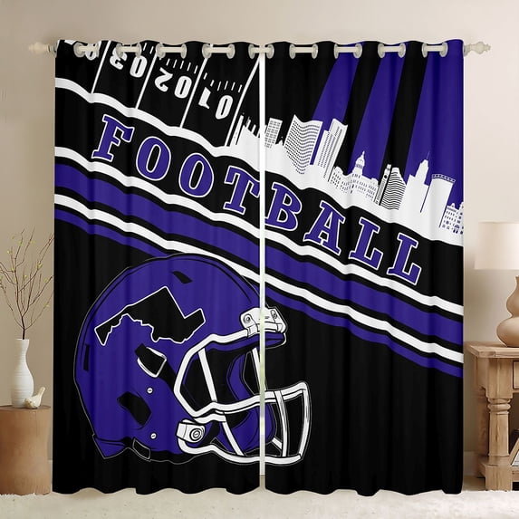 jejeloiu Rugby Sport Games Blackout Curtains Set of 2 (52x84 Each),Football City Window Curtains For Boys Teens