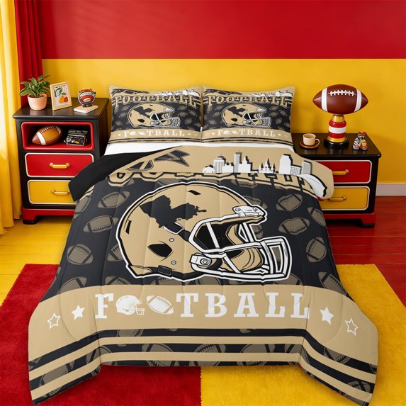 jejeloiu Rugby Sports Twin Comforter Sets,Boys Ball Game Bedding Set For Teens Reversible 2pcs