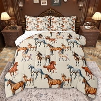 jejeloiu Rustic Animals Horse Twin Comforter Sets,Western Cowboy Bedding Set For Men Women Reversible 2-Piece