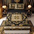 thumbnail image 1 of jejeloiu Rustic Baroque Zipper Twin Comforter Sets with Fitted Sheet and 2 Pillowcases For Men Women,Classic Print Zipper Bedding Set,Gold Black,Black Reversible,4-Piece, 1 of 7