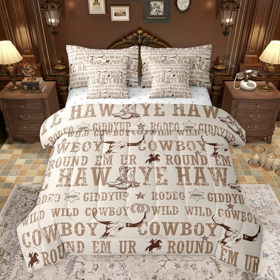 jejeloiu Rustic Bull Skull 7-Piece Twin Bedding Sets,Western Cowboy Tribal Bedding Comforter Set,Country Farmhouse Lodge Sheet Sets For Boys,Luxury Bedroom Decor Reversible