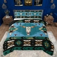 thumbnail image 1 of jejeloiu Rustic Bull Skull Queen Comforter Set,Vintage Aztec Geometric Bedding Sets,Country Farmhouse Lodge Bedding Comforter Set For Men Women,Ultra Soft Home Decor Reversible,3-Piece, 1 of 8