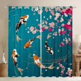thumbnail image 1 of jejeloiu Rustic Cherry Blossom Curtains Pack of 2 (42x84 Each),Japanese Style Fish Curtains Blackout,Cyan Pink Bedroom Curtains For Kids,Luxury Bedroom Decor, 1 of 6