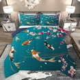 thumbnail image 1 of jejeloiu Rustic Cherry Blossom Queen Comforter Set,Japanese Style Fish Bedding Sets,Cyan Pink Bedding Comforter Set For Kids,Luxury Bedroom Decor Reversible,3pcs, 1 of 8