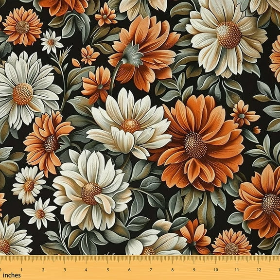 jejeloiu Rustic Daisy Fabric by the Yard 2 Yards,Country Flower Floral Room Decor Fabric by the Yard,Natural Plant Fabric for Sewing For Princess,Luxury Bedroom Decor