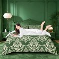 thumbnail image 1 of jejeloiu Rustic Damask Duvet Cover King,Western Vintage Floral King Bedding For Adults,Green Ivory,Reversible,3-Piece,1 Duvet Cover and 2 Pillowcases, 1 of 6