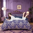 thumbnail image 1 of jejeloiu Rustic Damask Duvet Cover Queen,Royal Print Queen Bedding For Adults,Navy Gold,Navy Blue Reversible,3pcs,1 Duvet Cover and 2 Pillowcases, 1 of 6