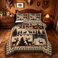 thumbnail image 1 of jejeloiu Rustic Deer Full Size Comforter Sets,Cabin Pattern Bedding Comforter Set For Boys,Beige Red,Black Reversible,3 Pieces,1 Comforter and 2 Pillowcases, 1 of 7
