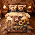 thumbnail image 1 of jejeloiu Rustic Farm Animal Print 7 Pieces Bedding Comforter Set Kids,Country Farm Highland Cow Sunflower Full Bedding Set For Women,Reversible, 1 of 7