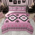 thumbnail image 1 of jejeloiu Rustic Farmhouse Cabin Bedding Comforter Set,Aztec Boho Geometric Twin Comforter Sets,Pink Rhombus Triangle Bedding Set For Girls Boys,Luxury Bedroom Decor Reversible,2pcs, 1 of 8