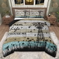 thumbnail image 1 of jejeloiu Rustic Farmhouse Windmill Queen Comforter Set,Old Wooden Plank Bedding Comforter Set For Adult Reversible 3pcs, 1 of 8