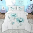 thumbnail image 1 of jejeloiu Rustic Flower Bedding Comforter Set,Watercolor Ink Painting Twin Comforter Sets,Cyan White Bedding Set For Girls Kids,Microfiber Bedroom Decor Reversible,2-Piece, 1 of 8