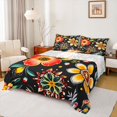 thumbnail image 1 of jejeloiu Rustic Flower Queen 4-Piece Ultra Soft Orange Black Red Botanical Sheet Set, 1 of 7