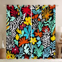 jejeloiu Rustic Flowers Black Out Curtains,Multicolor Graffiti Curtains Pack of 2 (42x63 Each),Watercolor Floral Bedroom Curtains For Girls Teens,Microfiber Bedroom Decor