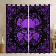 thumbnail image 1 of jejeloiu Rustic Flowers Curtains Pack of 2 (42x84 Each),Gothic Skeleton Curtains Blackout,Purple Black Bedroom Curtains For Boys Kids,Ultra Soft Home Decor, 1 of 6