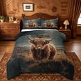 thumbnail image 1 of jejeloiu Rustic Highland Cow Queen Comforter Set Kids,Western Print Bedding Comforter Set,Reversible,3pcs, 1 of 8