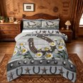 thumbnail image 1 of jejeloiu Rustic Horseshoe Daisy Pattern Queen Comforter Set Kids,Farmhouse Western Print Bedding Comforter Set For Boy,Reversible,3 Pieces, 1 of 8