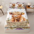 thumbnail image 1 of jejeloiu Rustic Plant Floral Zipper Full Size Comforter Sets with Fitted Sheet and 2 Pillowcases Kids,Cute Farm Highland Cow Zipper Bedding Set,Reversible,4-Piece, 1 of 7
