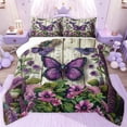 thumbnail image 1 of jejeloiu Rustic Plant Flower Twin Comforter Sets,Purple Flying Butterfly Bedding Set For Men Women 2pcs, 1 of 8