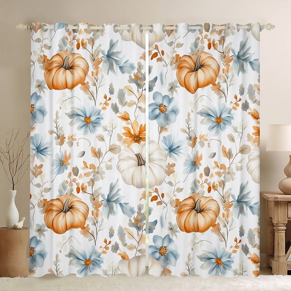 jejeloiu Rustic Pumpkin Curtains Pack of 2 (42x84 Each),Autumn Leaf Curtains Blackout,Hello Fall Bedroom Curtains For Adult,Super Cozy Room Decor