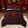 thumbnail image 1 of jejeloiu Rustic Victorian Floral Bedding Comforter Set,Boho Exotic Style Twin Comforter Sets,Red Damask Jacquard Bedding Set For Adult,Luxury Bedroom Decor Reversible,2pcs, 1 of 8