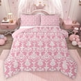thumbnail image 1 of jejeloiu Rustic Victorian Floral Full Size Comforter Sets,Boho Exotic Style Bedding Comforter Set,Pink Damask Jacquard Bedding Sets For Adult,Luxury Bedroom Decor Reversible,3pcs, 1 of 8