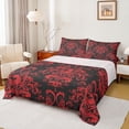 thumbnail image 1 of jejeloiu Rustic Victorian Floral Queen Sheet Sets,Magic Cartoon Dragon Flat Sheet,Red Damask Baroque Queen Fitted Sheet For Teens,Breathable Home Decor,4-Piece, 1 of 7