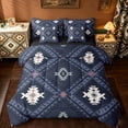 thumbnail image 1 of jejeloiu Rustic Western Aztec 7-Piece Bedding Comforter Set,Retro Bohemian Geometric King Bedding Sets,Blue Vintage Rhombus Bed Sheets For Men Women,Home Decor Reversible, 1 of 8