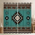 thumbnail image 1 of jejeloiu Rustic Western Aztec Black Out Curtains,Retro Bohemian Geometric Curtains Pack of 2 (42x63 Each),Cyan Brown Bedroom Curtains For Men Women,Home Decor, 1 of 6