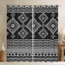 jejeloiu Rustic Western Aztec Black Out Curtains,Retro Bohemian Print Curtains Pack of 2 (42x63 Each),Gray Rhombus Triangle Bedroom Curtains For Men Women,Microfiber Bedroom Decor