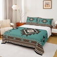 thumbnail image 1 of jejeloiu Rustic Western Aztec Twin Sheet Sets,Retro Bohemian Geometric Twin Fitted Sheet,Cyan Brown Flat Sheet For Men Women,Home Decor,3-Piece, 1 of 7