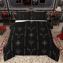 jejeloiu Rustic Western Cowboy Bedding Comforter Set,Farmhouse Bull Skull Twin Comforter Sets,Brown Aztec Rhombus Bedding Set For Adults,Super Cozy Room Decor Reversible,2 Pieces