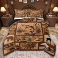 thumbnail image 1 of jejeloiu Rustic Western Cowboy Queen Comforter Set,Brown Pink Cone Fish Bedding Comforter Set For Men Women Reversible 3-Piece, 1 of 8