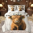 thumbnail image 1 of jejeloiu Rustic Western Farmhouse 7-Piece Bedding Comforter Set,Farm Highland Cattle King Bedding Sets,Brown Gray Bed Sheets For Kids,Breathable Home Decor Reversible, 1 of 8