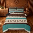 thumbnail image 1 of jejeloiu Rustic Western Horseshoe Full Size Comforter Sets Kids,Vintage Cowboy Print Bedding Sets,Reversible,3-Piece, 1 of 8