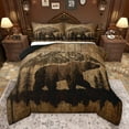 thumbnail image 1 of jejeloiu Safari Animal Bear Queen Comforter Set,Jungle Animal Bedding Sets,Retro Ink Painting Bedding Comforter Set For Adults,Super Cozy Room Decor Reversible,3 Pieces, 1 of 8
