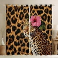 thumbnail image 1 of jejeloiu Safari Animal Cheetah Black Out Curtains,Chic Leopard Pattern Curtains Pack of 2 (42x63 Each),Pink Flower Floral Bedroom Curtains For Kids,Breathable Home Decor, 1 of 6