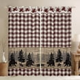 thumbnail image 1 of jejeloiu Safari Animals Bear Blackout Curtains Set of 2 (52x84 Each),Rustic Farmhouse Cabin Window Curtains,Red Beige Checkered Curtains and Drapes For Teens,Microfiber Bedroom Decor, 1 of 6