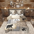 thumbnail image 1 of jejeloiu Safari Bear Moose Bedding Comforter Set 7pcs,Jungle Wildlife Queen Bedding Sets,Old Barn Door Queen Sheet Sets For Boys Kids,Microfiber Bedroom Decoration Reversible, 1 of 8