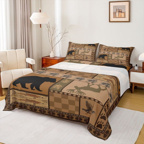 jejeloiu Moose Mallard Twin 3-Piece Super Cozy Fishing Hunting Sheet Set