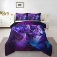 thumbnail image 1 of jejeloiu Safari Wolves Full Size Comforter Sets,Jungle Wildlife Bedding Comforter Set,Purple Starry Sky Bedding Sets For Kids Teens,Super Cozy Room Decor Reversible,3 Pieces, 1 of 8