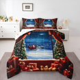 thumbnail image 1 of jejeloiu Santa Claus Full Size Comforter Sets,Chic Christmas Gifts Bedding Comforter Set,Green Xmas Tree Bedding Sets For Teens,Microfiber Bedroom Decor Reversible,3 Pieces, 1 of 8