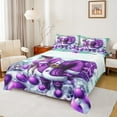 thumbnail image 1 of jejeloiu Santa Claus Twin Sheet Sets,Purple Christmas Balls Twin Fitted Sheet,Kawaii Xmas Reindeer Flat Sheet For Teens,Microfiber Bedroom Decor,3-Piece, 1 of 7