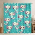 thumbnail image 1 of jejeloiu Sea Animal Axolotl Blackout Curtains Set of 2 (52x84 Each),Pink Cyan Window Curtains For Girls Kids, 1 of 6