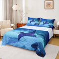 thumbnail image 1 of jejeloiu Sea Animal Stingray Bed Sheets,Coastal Ocean Style Full Size Sheets For Boys,Blue Black,4-Piece,1 Flat Sheet, 1 Fitted Sheet and 2 Pillowcases, 1 of 6