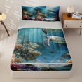 thumbnail image 1 of jejeloiu Sea Animal Turtle Zipper Twin Comforter Sets with Fitted Sheet and 2 Pillowcases Kids,Under The Sea Ocean Style Zipper Bedding Set,Reversible,4 Pieces, 1 of 7