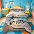 thumbnail image 1 of jejeloiu Sea Beach Full Size Comforter Sets,Sunset Wave Scene Bedding Comforter Set For Boys,Blue Yellow,Colorful Stars Reversible,3pcs,1 Comforter and 2 Pillowcases, 1 of 7