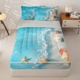 thumbnail image 1 of jejeloiu Sea Beach Shell Pattern Zipper Full Size Comforter Sets with Fitted Sheet and 2 Pillowcases Kids,Hawaii Ocean Holiday Zipper Bedding Set For Boy,Reversible,4 Pieces, 1 of 7